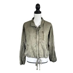 Young Fabulous & Broke Clara Utility Bomber Jacket Olive Green Grunge Casual S